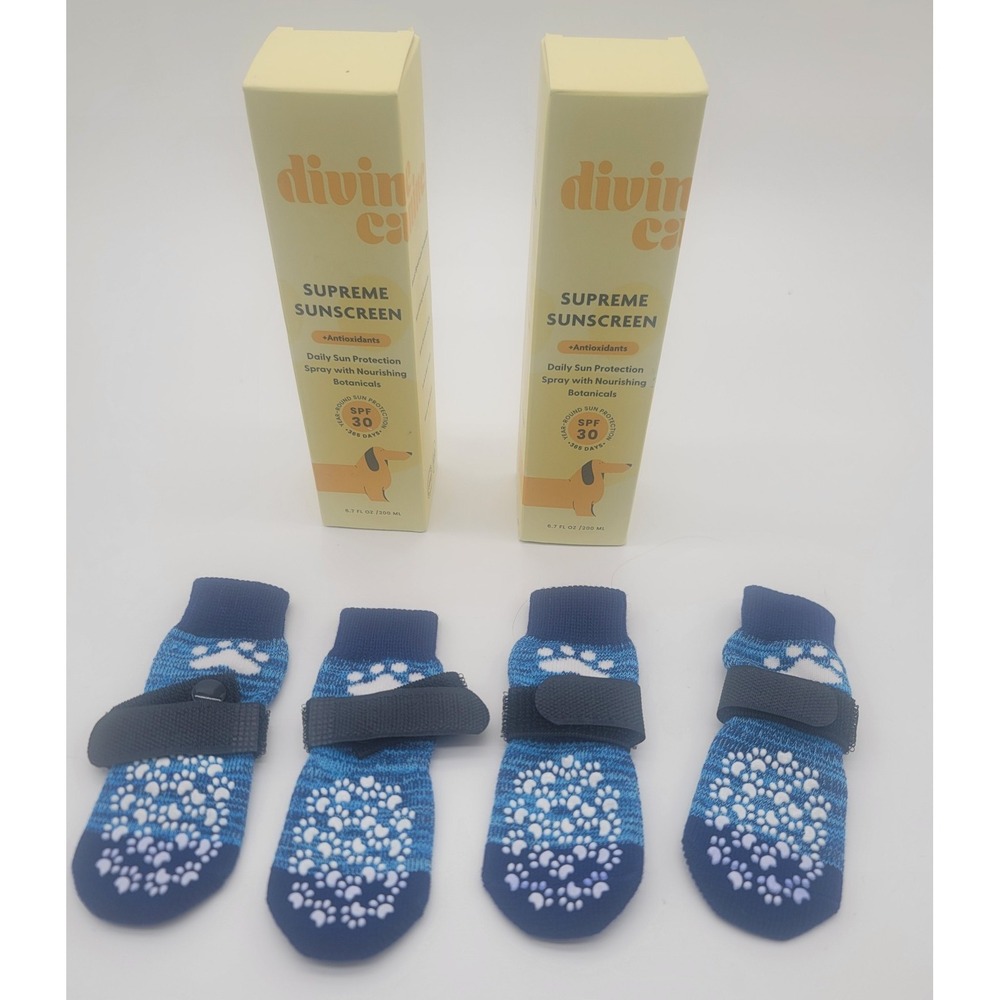 Divine Canine Supreme Sunscreen Bundle Bonus Dog Paw Socks Pet Care